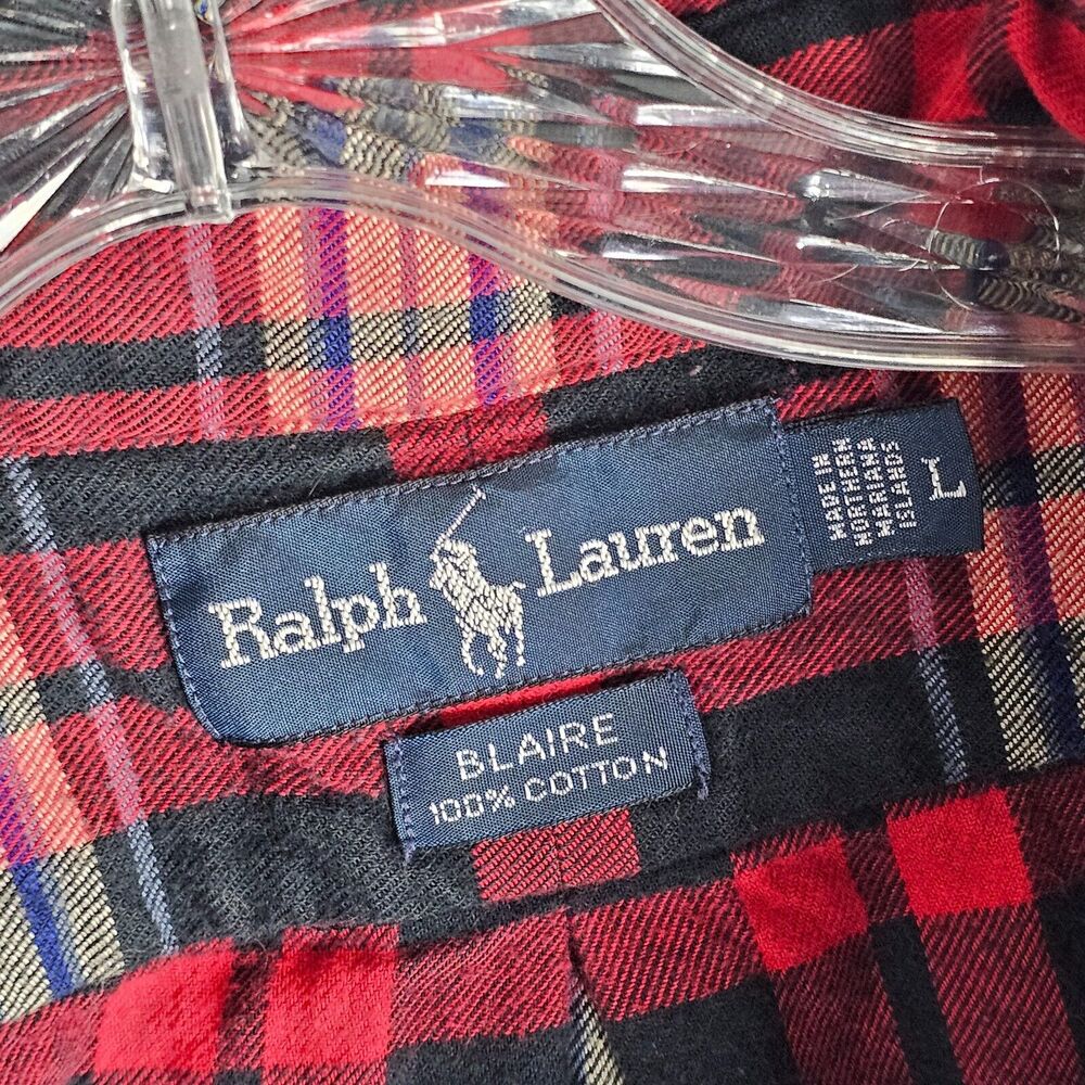 Vintage Ralph Lauren Flannel Shirt Mens Large Plaid Casual Blaire Button Down - Picture 6 of 7